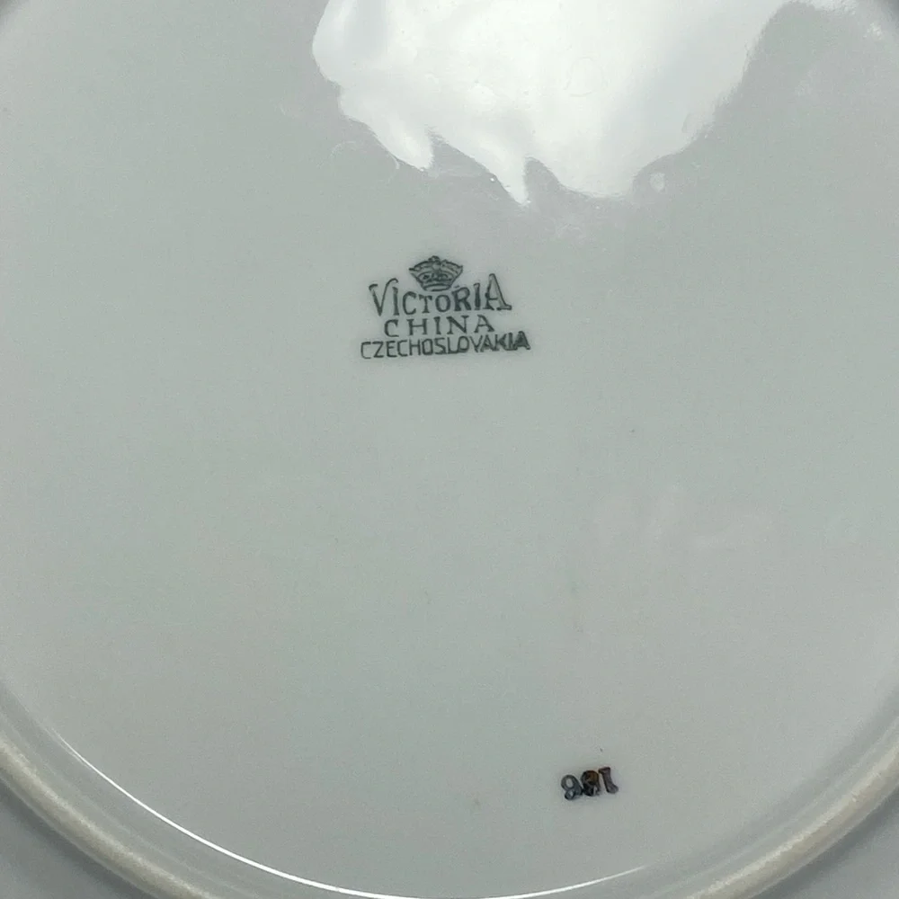 Set: Vintage Early 1900’s Victoria of Czechoslovakia China Gold Rimmed Plates